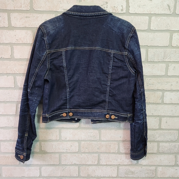 ARIZONA JEAN Womens Dark Wash Denim Jacket Button Down Crop Waist Size M - Picture 12 of 12